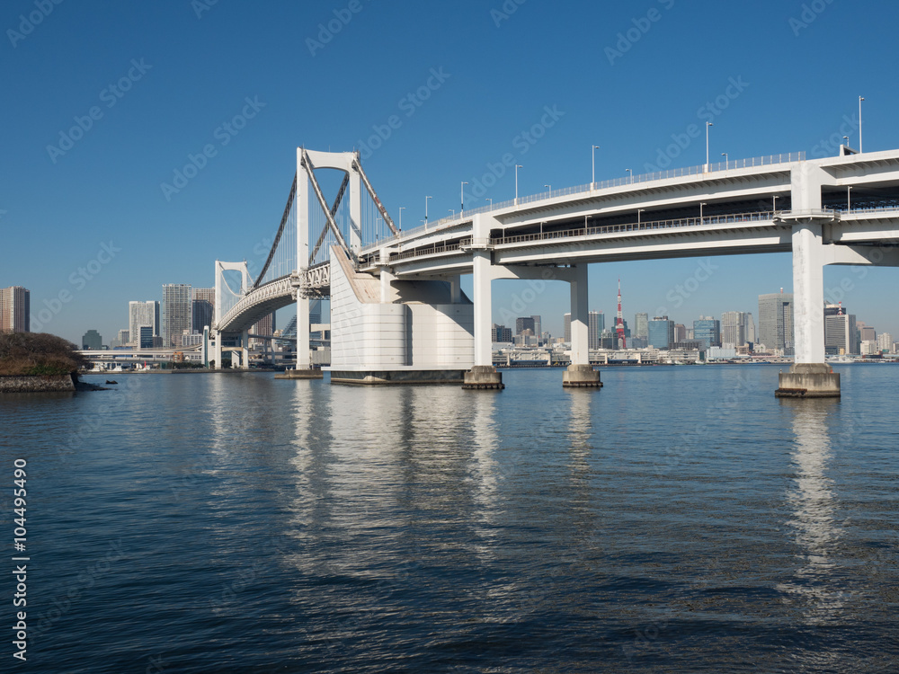 東京港とレインボーブリッジ