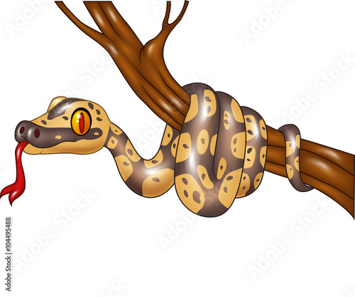 Cartoon snake on a tree branch