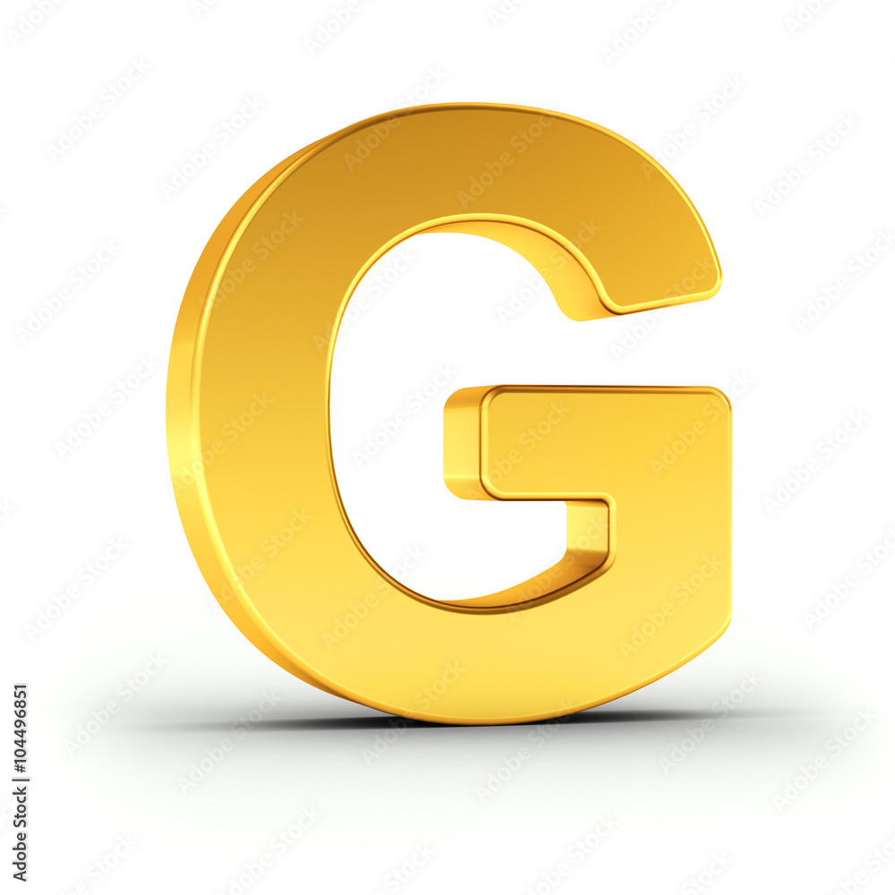 The letter G as a polished golden object with clipping path The letter G as a polished golden object with clipping path