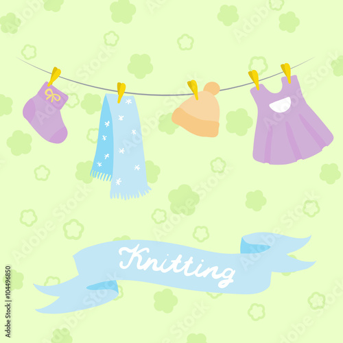 knitting for babies set. vector illustration