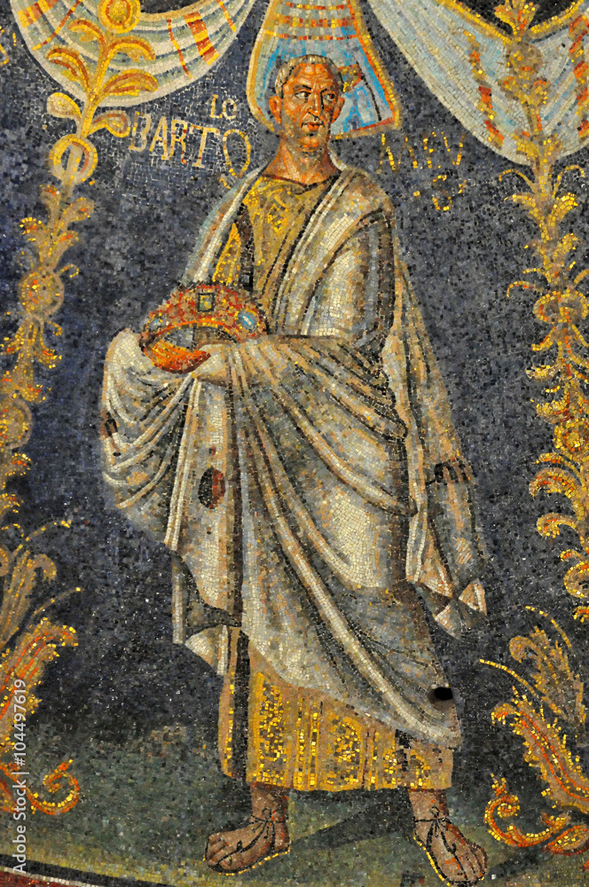 Ancient roman mosaic of the apostle Nathaniel