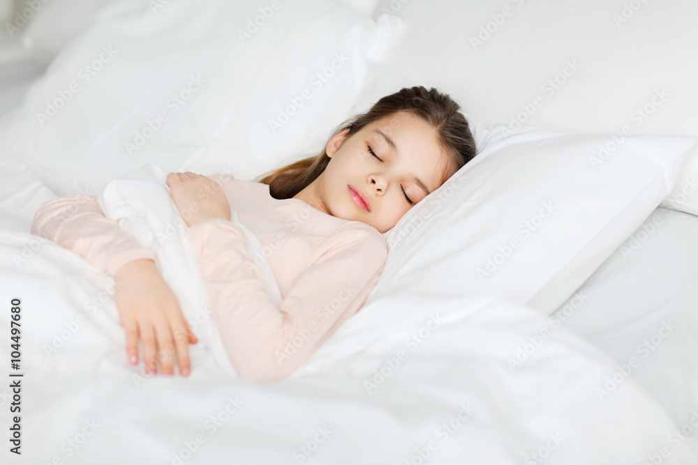 girl sleeping in bed at home girl sleeping in bed at home