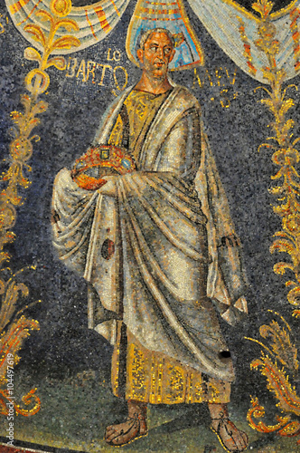Ancient roman mosaic of the apostle Nathaniel photo