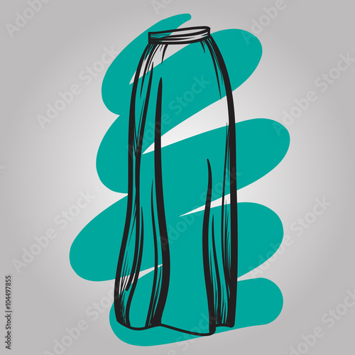 Stylish skirt model hand drawn vector illustration.