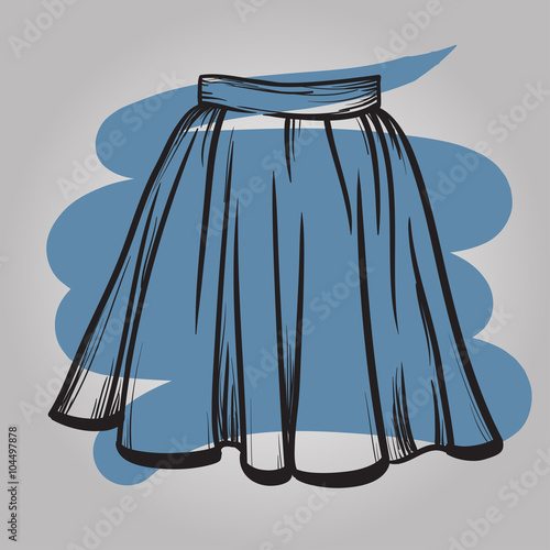 Stylish skirt model hand drawn vector illustration.
