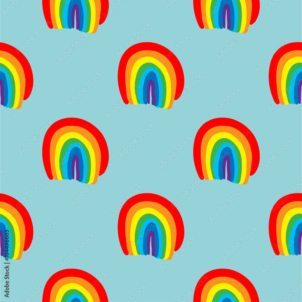 Obraz premium Rainbow seamless pattern vector hand drawn