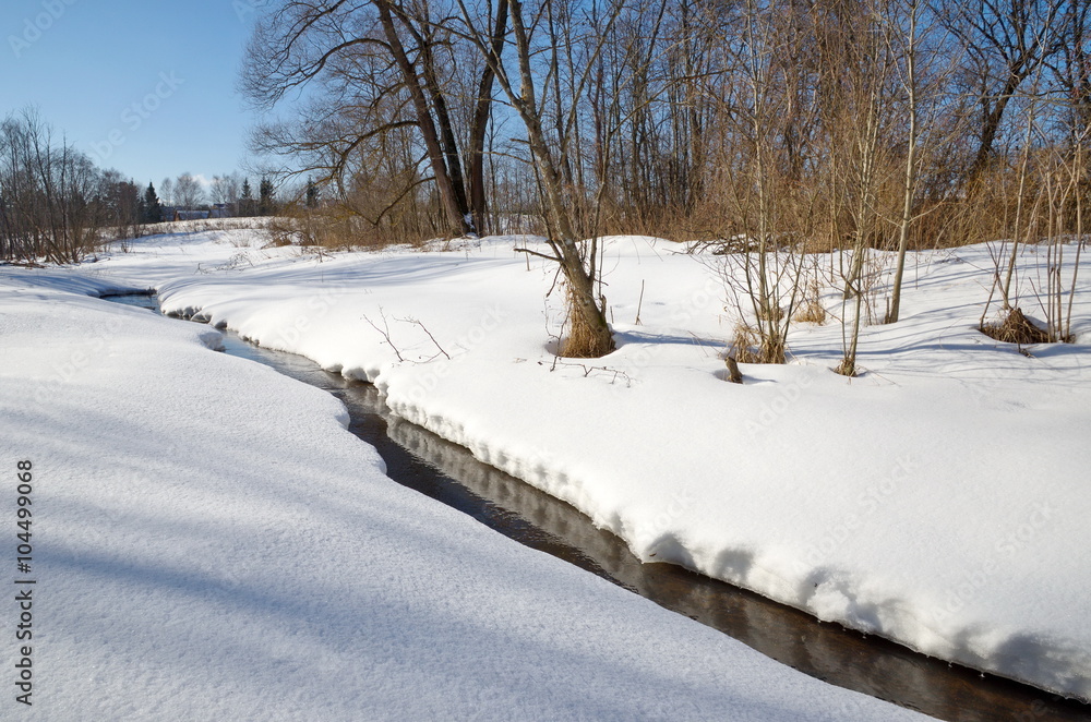 Fototapeta premium Winter landscape with river