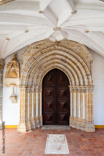 Evora  Portugal. Gothic portal in the Loios Convent used as a Historical Hotel. UNESCO World Heritage Site.