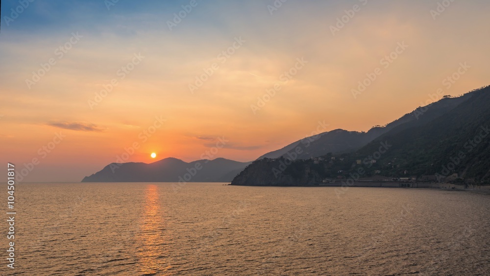 Sunset time lapse at Manarola , Cinque Terre , Italy Sunset time lapse at Manarola , Cinque Terre , Italy