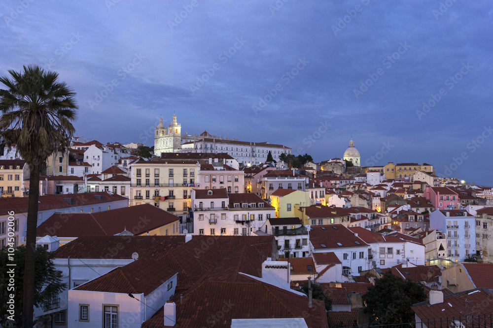 View on Old Town in Lisbon in Portugal