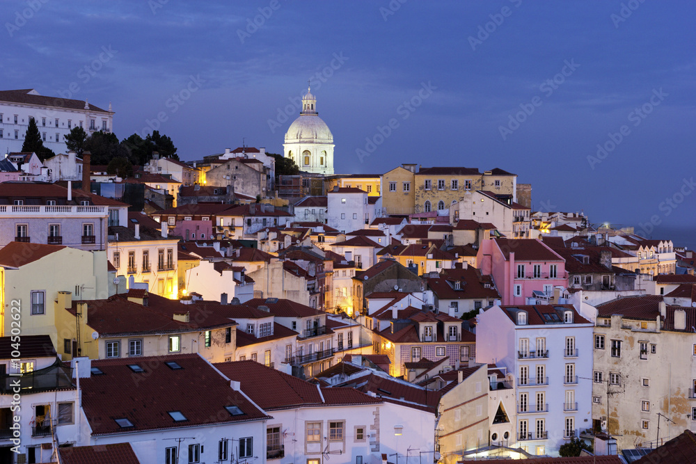 View on Old Town in Lisbon in Portugal