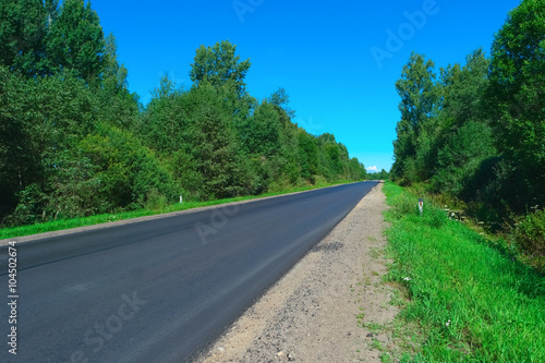 Empty highway and green forest