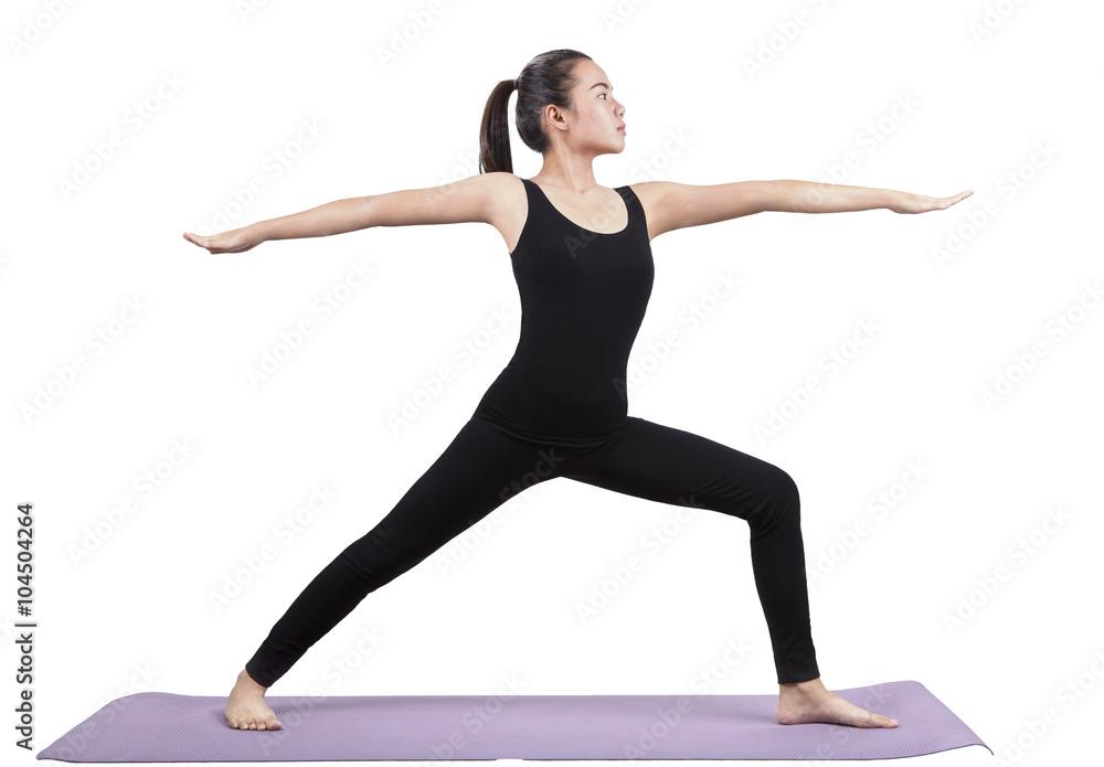 portrait of asian woman wearing black body suit sitting in yoga