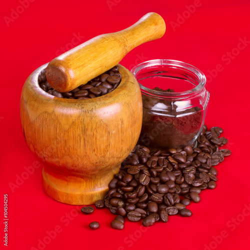 black coffee and coffee beans