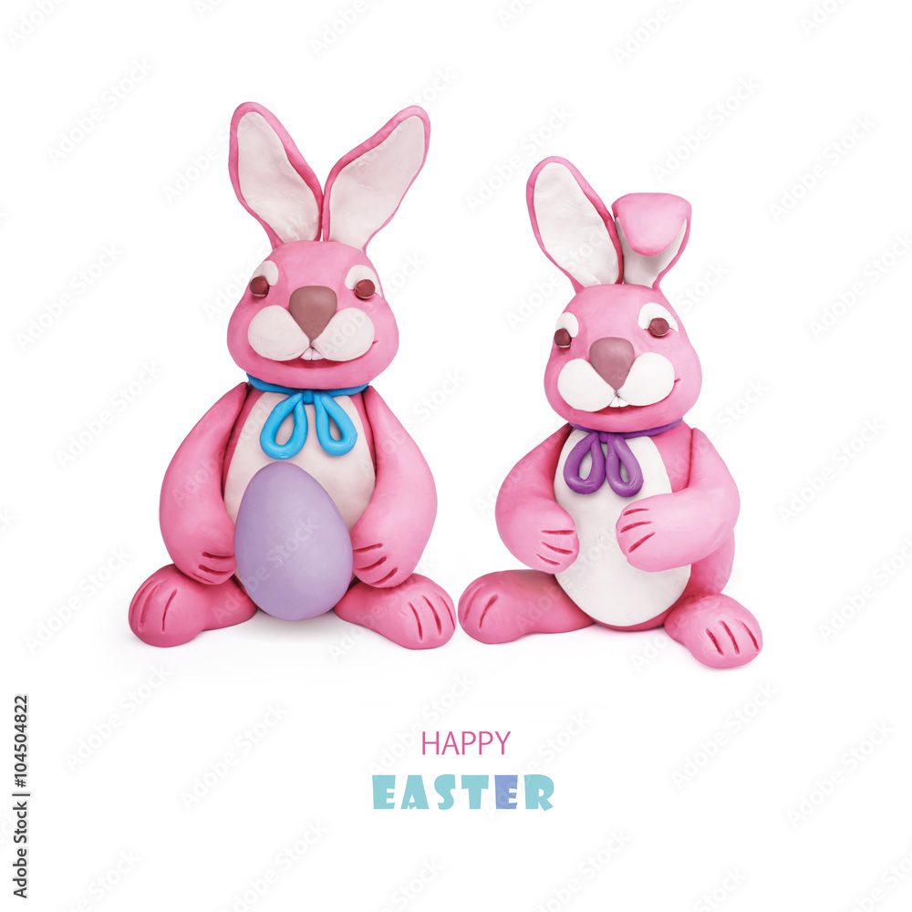 Pink plasticine rabbits Pink plasticine rabbits