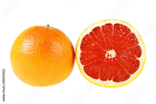 Grapefruit with half isolated on white background