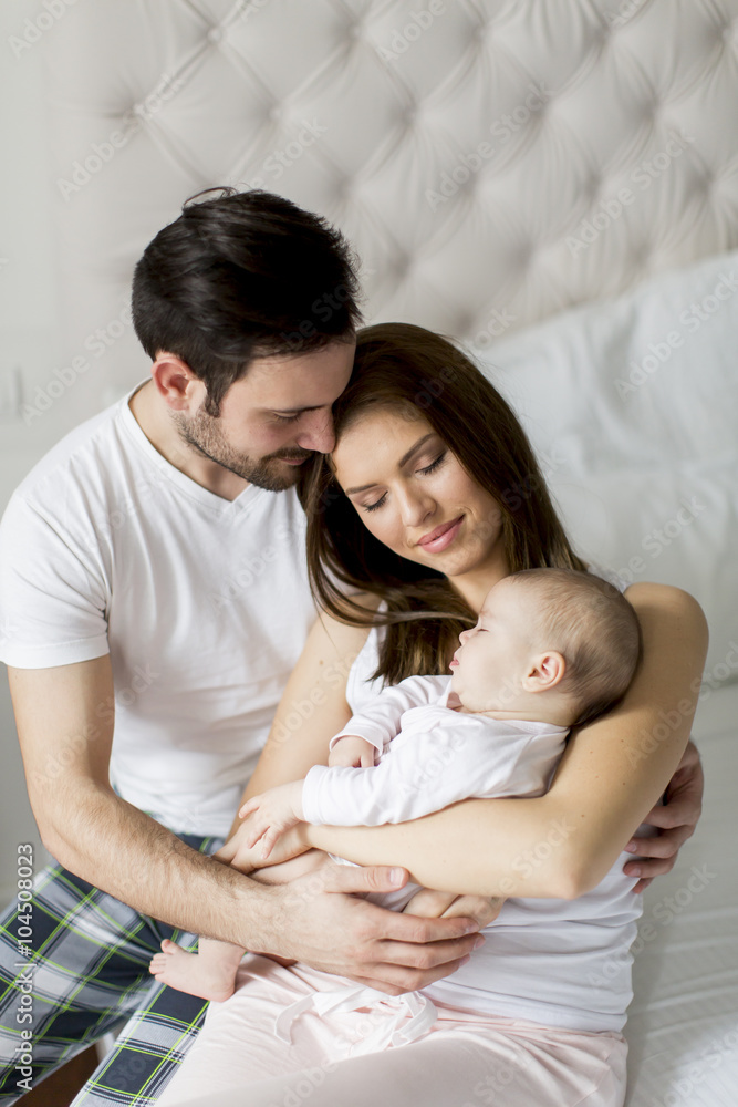 Happy family with newborn baby Happy family with newborn baby