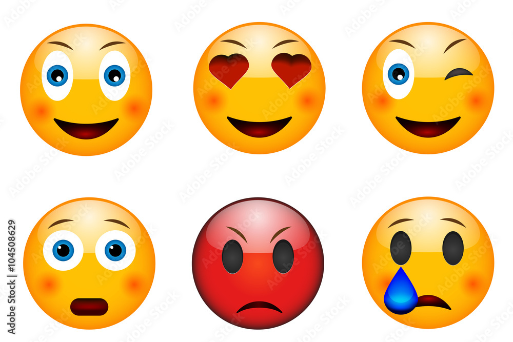 Set of emoticons, emoji isolated on white background, vector illustration. Small set of emoticons Set of emoticons, emoji isolated on white background, vector illustration. Small set of emoticons