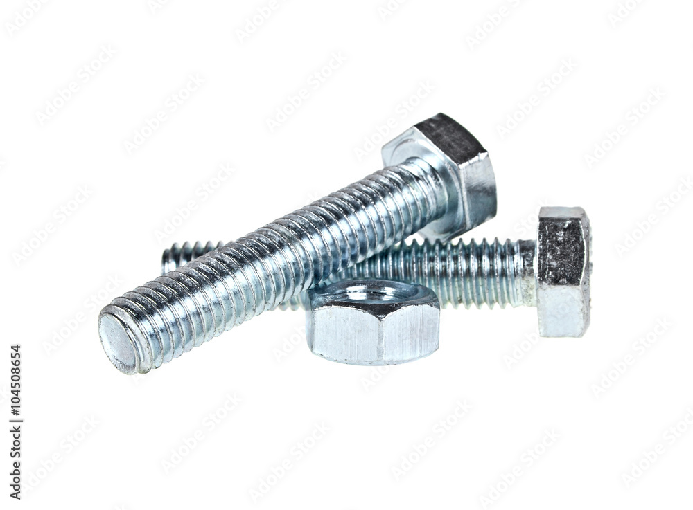 Bolts and nut isolated on white background Bolts and nut isolated on white background