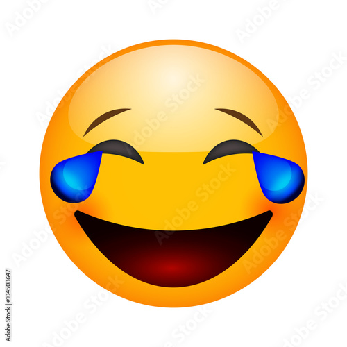 Laugh emoticon. Isolated vector illustration on white background