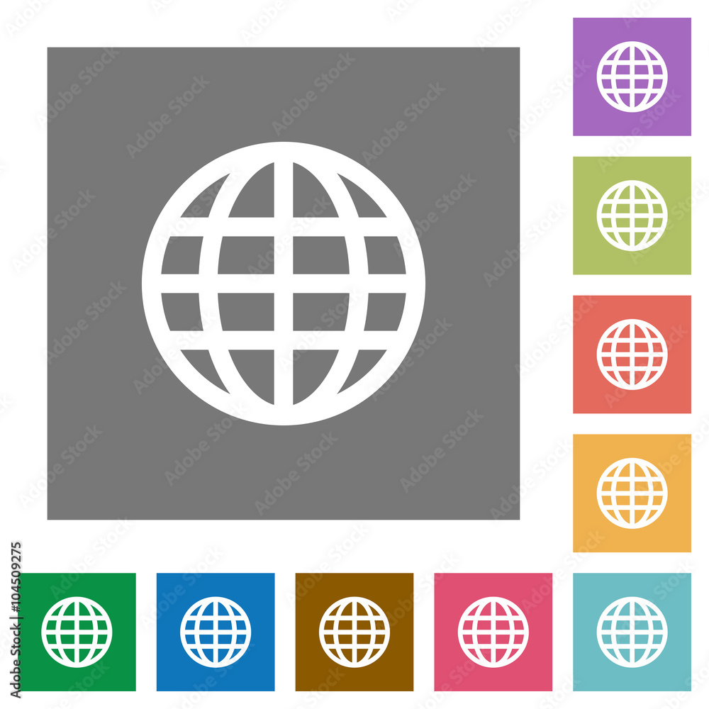 Globe square flat icons Globe square flat icons