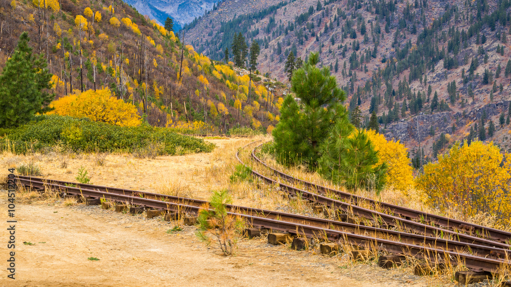Abandoned railroad in the mountains in autumn, Mountain Home Road, LEAVENWORTH AREA, Washington state Abandoned railroad in the mountains in autumn, Mountain Home Road, LEAVENWORTH AREA, Washington state
