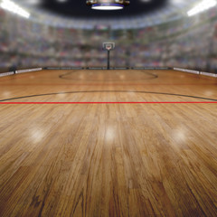 Basketball Arena With Copy Space Background. Rendered in Photoshop.