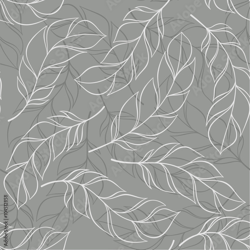  Vintage seamless pattern with hand-drawn feathers.