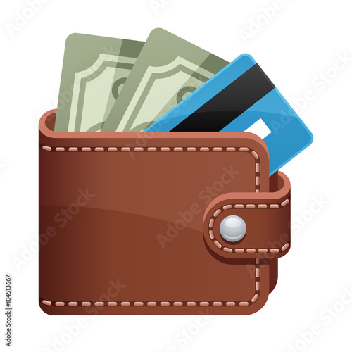 Wallet with cash and credit card.