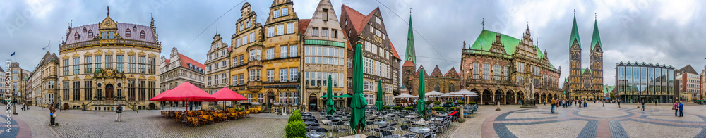 Famous Bremen Market Square in the historic town of Bremen, Germany