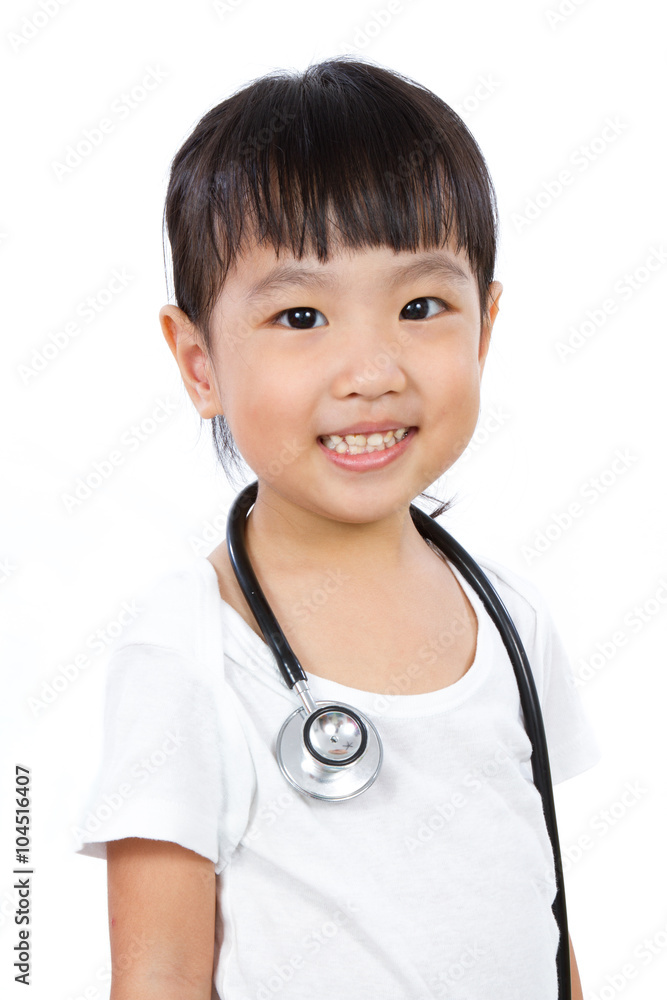 Asian Little Chinese Girl With a Stethoscope Asian Little Chinese Girl With a Stethoscope