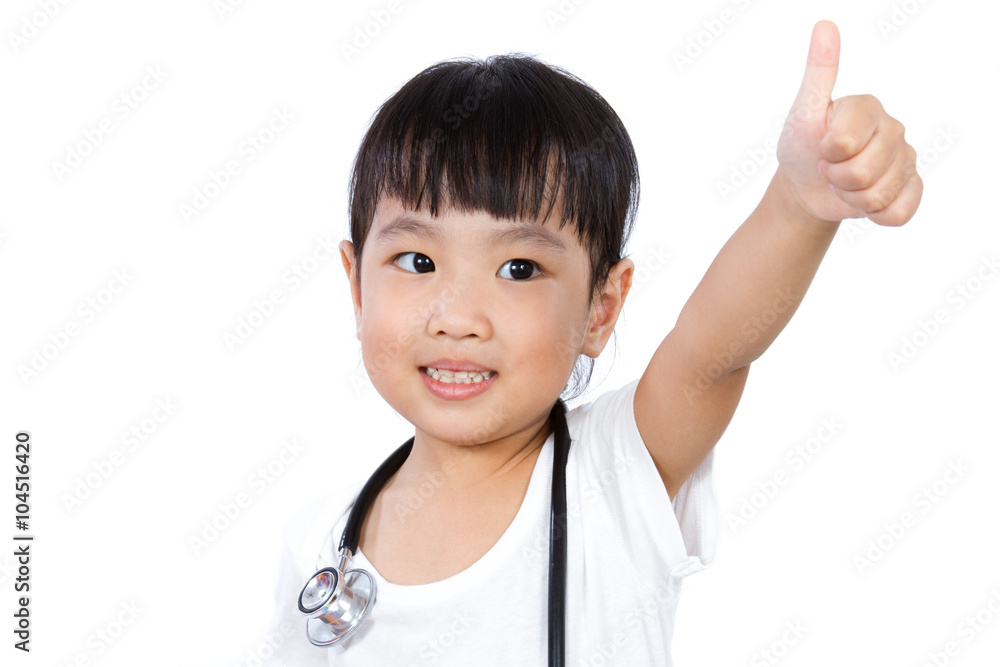Asian Little Chinese Girl With a Stethoscope Asian Little Chinese Girl With a Stethoscope
