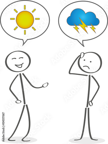 Zwei Strichmännchen, eins positiv und eins negativ