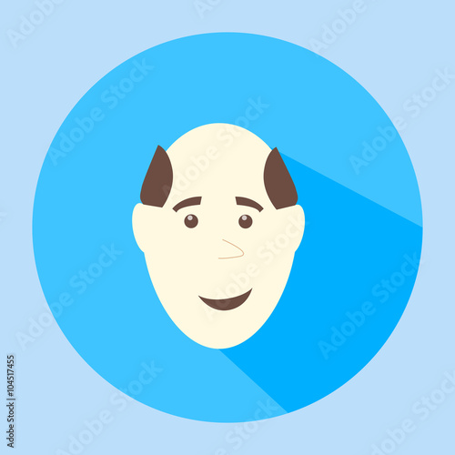 Color vector balding smiles flat icon man face emotion