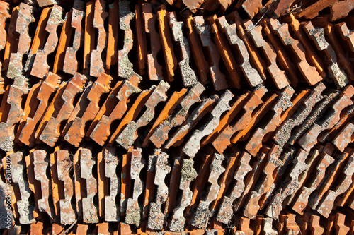 Stacked old roof tile