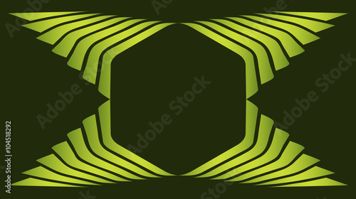 Decorative green gradient hexagon text frame
