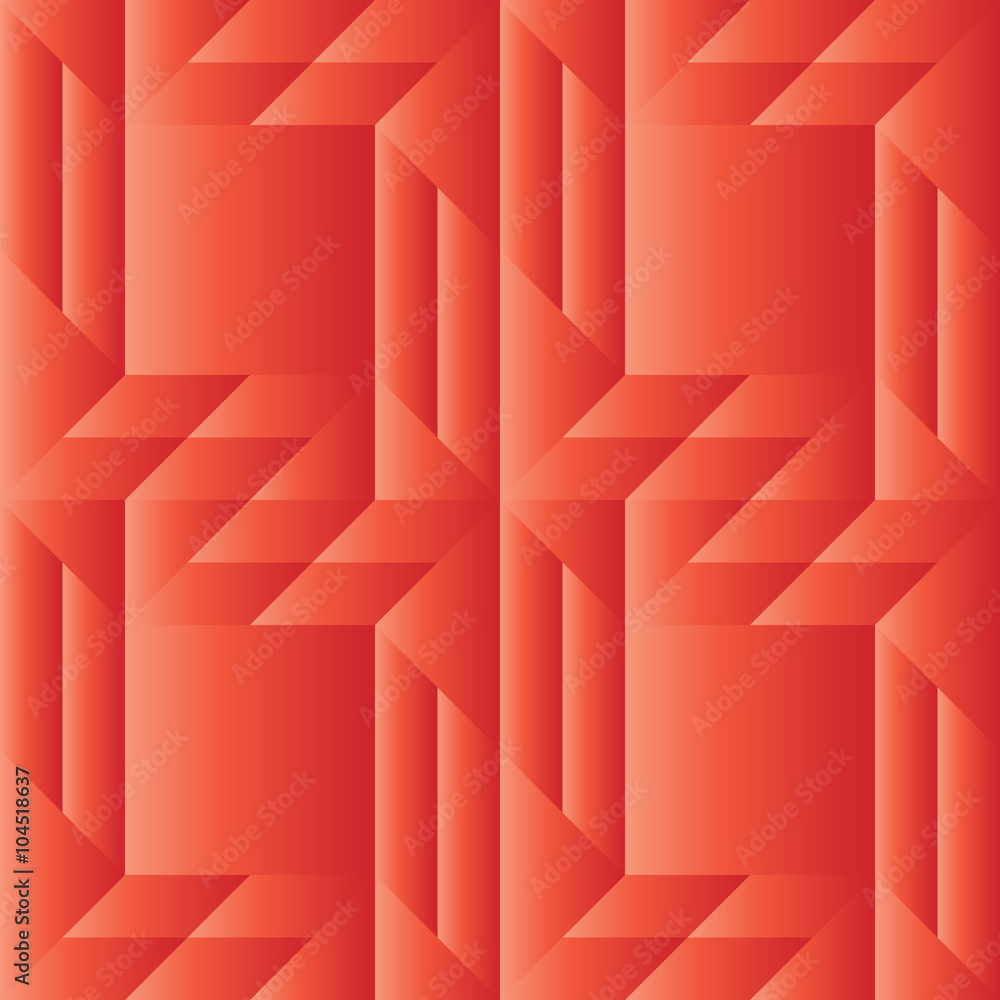 Fototapeta premium Contemporary decorative seamless pattern with different geometrical shapes of red gradient