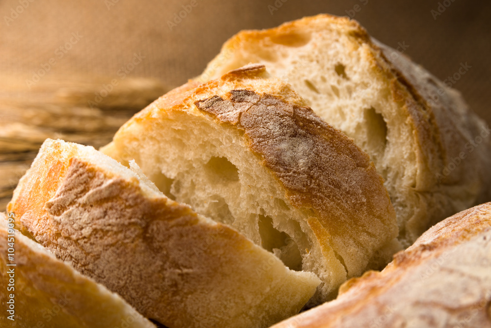 Fette di pane fresco italiano Fette di pane fresco italiano