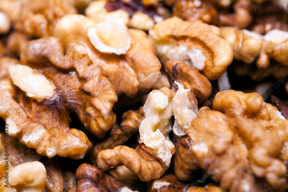 Heap of walnut kernels. Heap of walnut kernels.