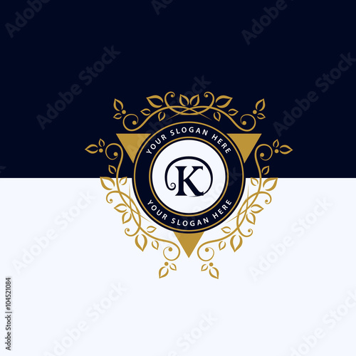 Monogram design elements graceful template. Calligraphic elegant line art logo design. Letter emblem K for Royalty, business card, website, Boutique, Hotel, Restaurant, Jewelry. Vector illustration