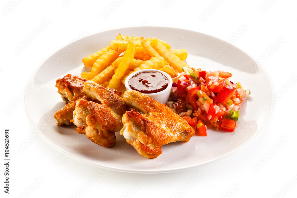 Grilled chicken nuggets and vegetables Grilled chicken nuggets and vegetables