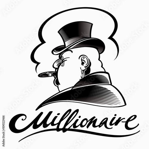 Millionaire - rich man in top hat smoking cigar