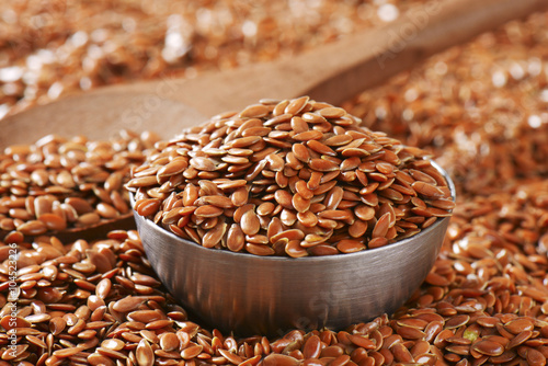 Brown flax seeds background