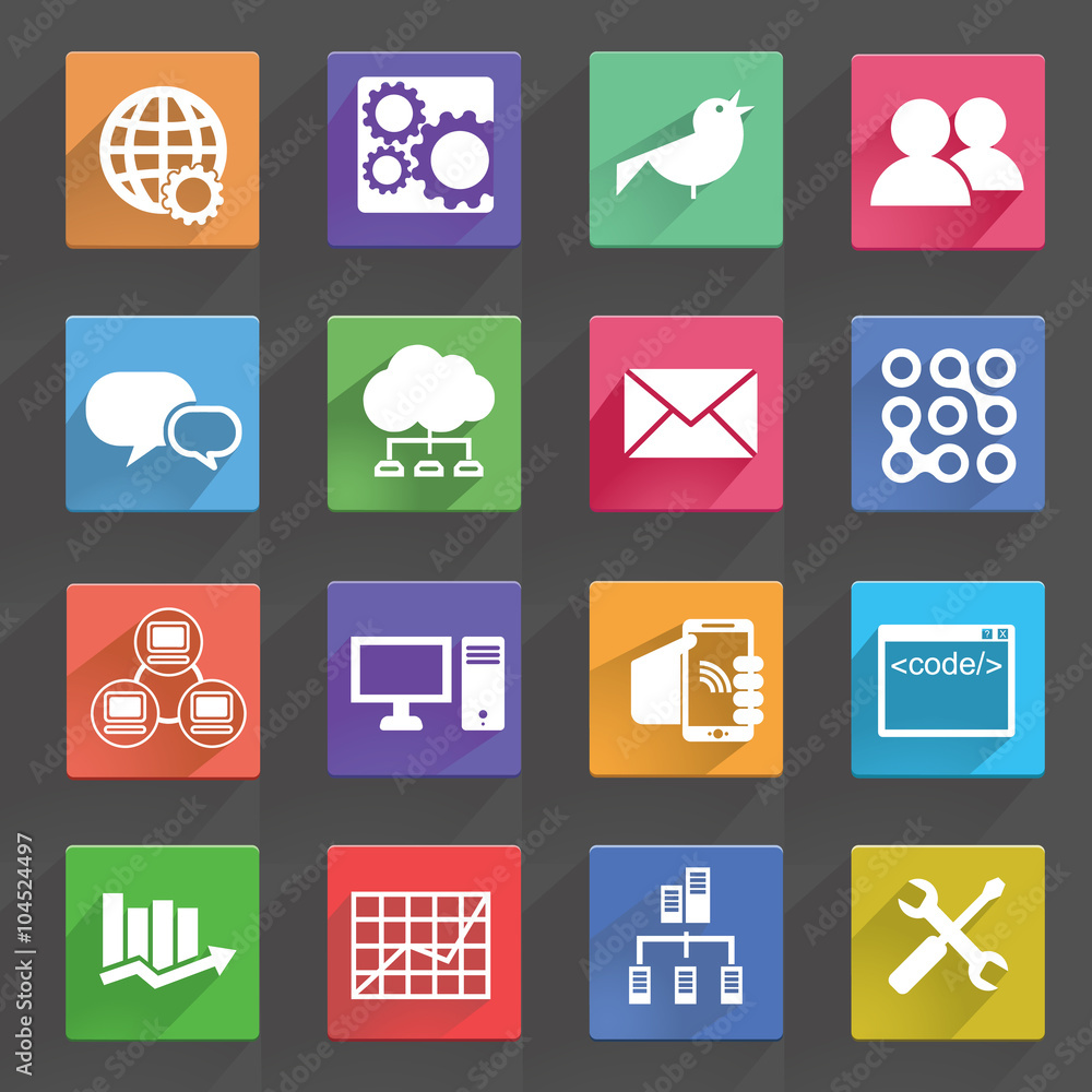 Vector illustration of computer technology icons set