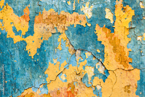 Old painted wall - Blue and yellow texture