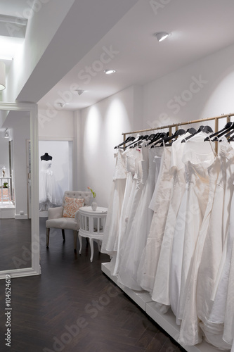 bridal shop, wedding dress store, portrait size, corridor to change rooms © dj_mono