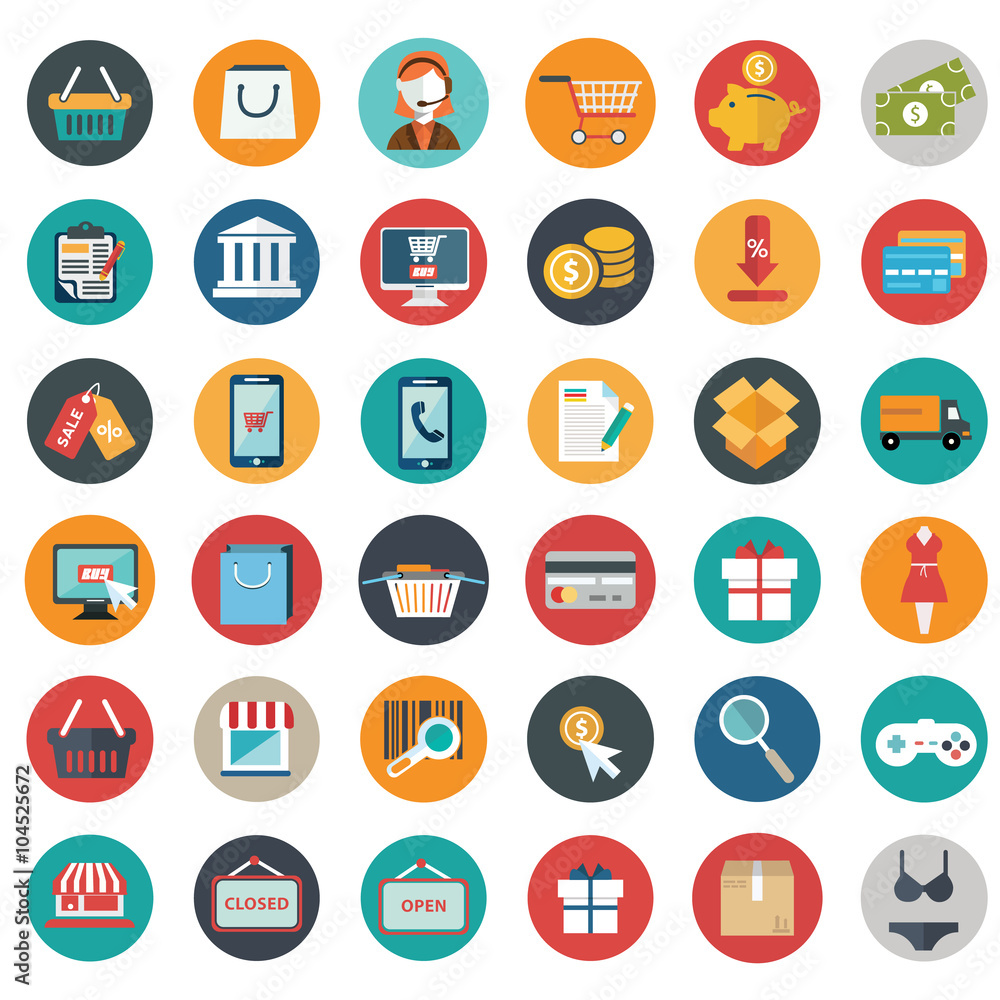 Vector illustration set of shopping icons Vector illustration set of shopping icons