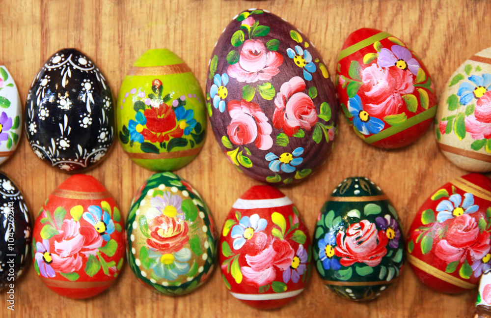 Easter eggs as fridge magnets. Swallow depth off field Easter eggs as fridge magnets. Swallow depth off field
