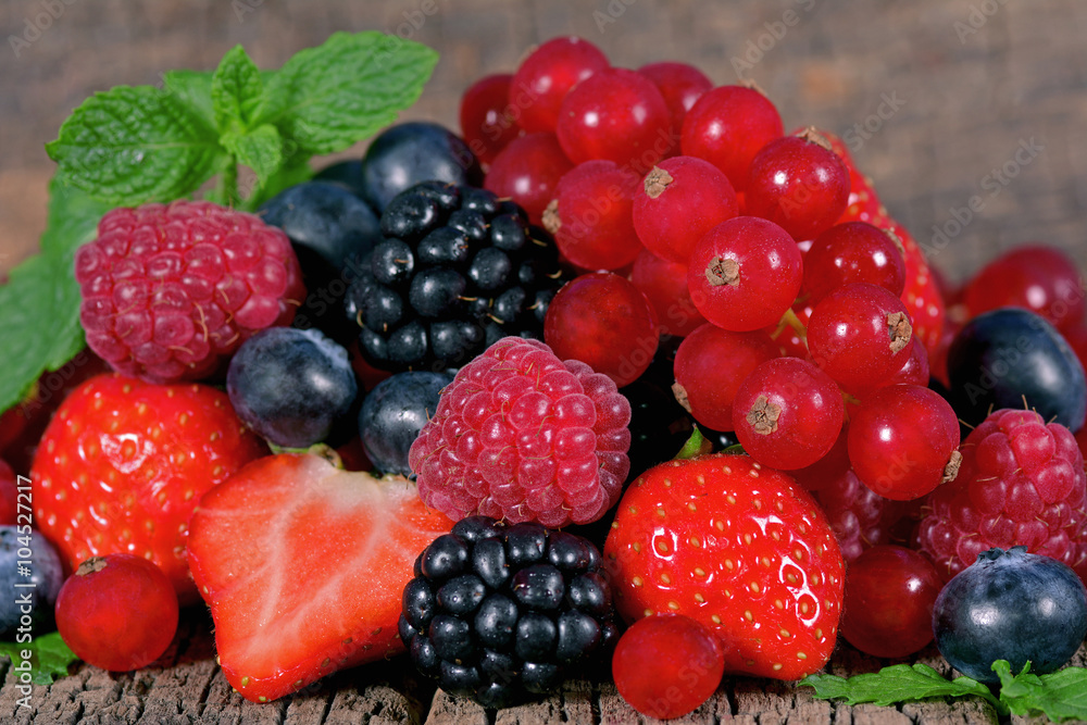 Fresh berries with mint leaves Fresh berries with mint leaves