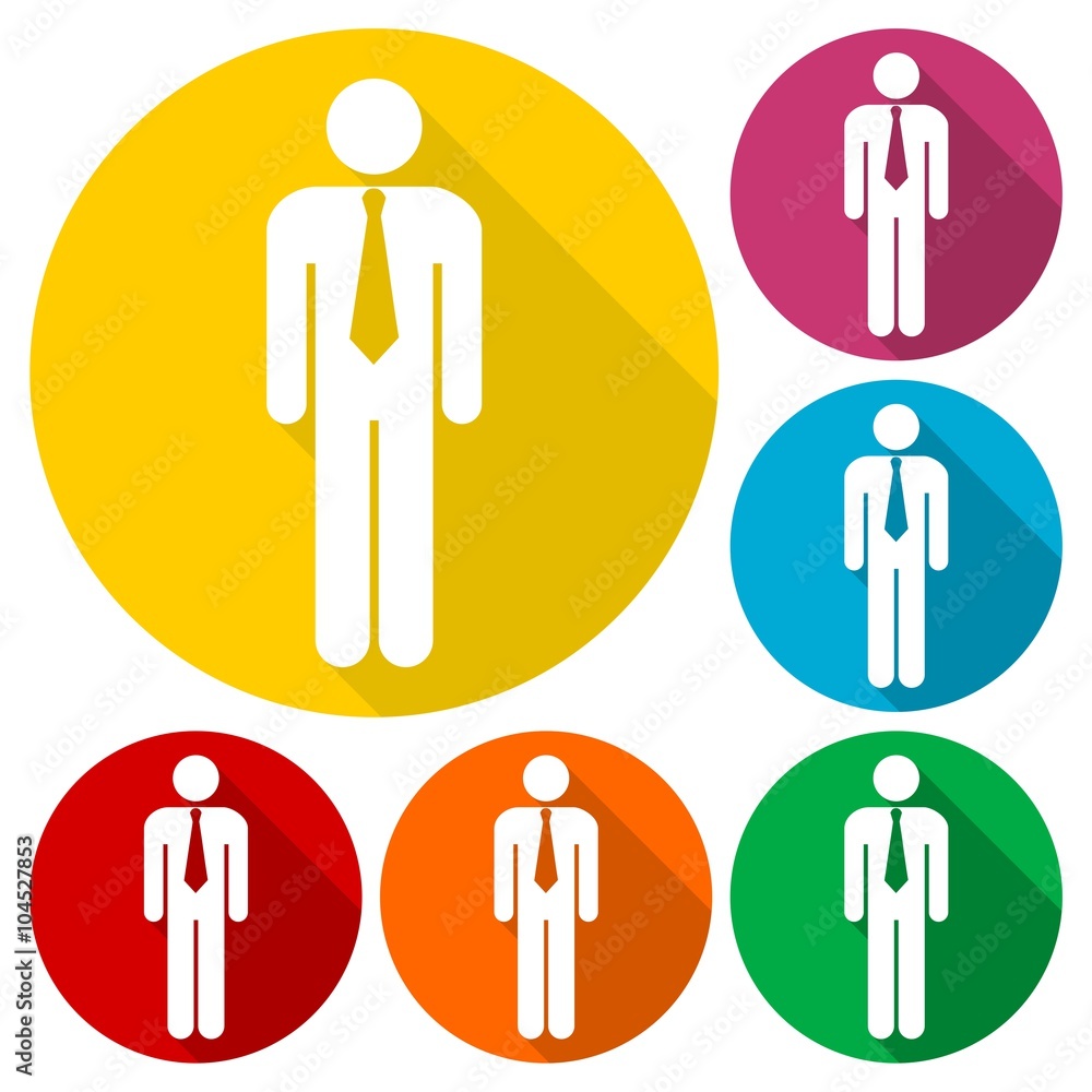 Businessman web icons set with long shadow Businessman web icons set with long shadow